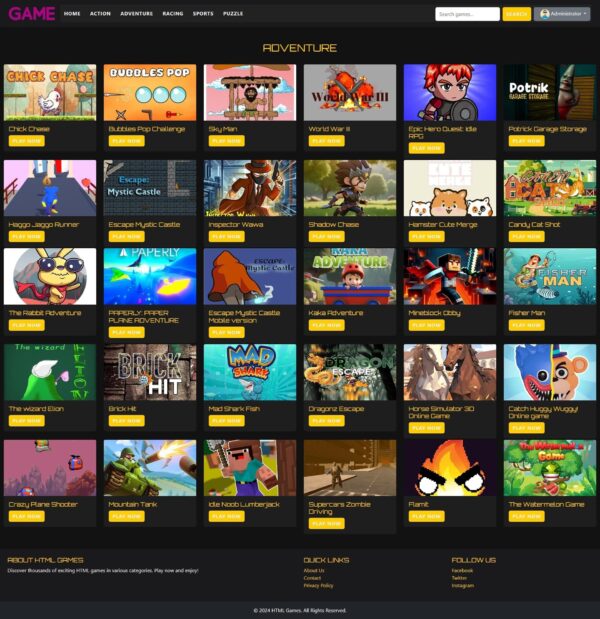 ProGame - Arcade HTML Game Portal Website and App